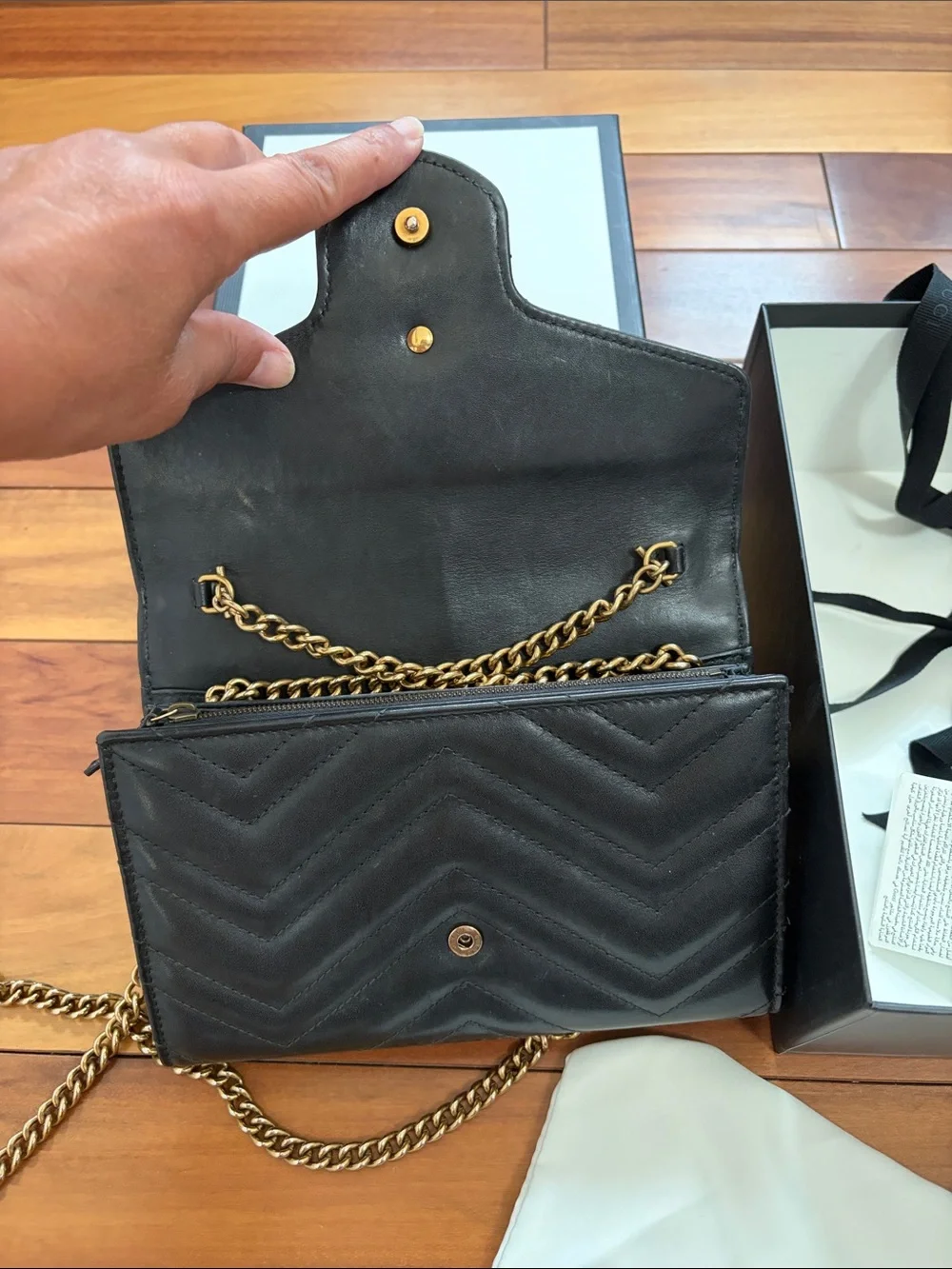 Gucci Black Quilted GG Marmont Shoulder Bag with Gold Hardware - Picture 3 of 4